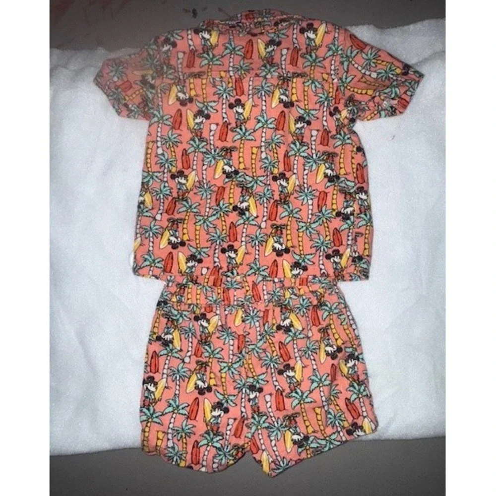 Disney Junior Mickey Mouse Surfing‎ Palm Tree Button-Up Shirt & Shorts Set 18M